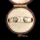 Victorian Cat's Eye Chrysoberyl & Diamond Five Stone Ring