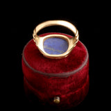 Victorian Armored Shoulders Lapis Signet Ring