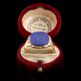 Victorian Armored Shoulders Lapis Signet Ring
