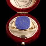 Victorian Armored Shoulders Lapis Signet Ring