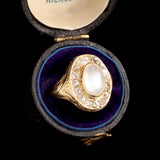 Victorian Moonstone & Diamond Cluster Backdoor Ring