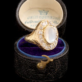 Victorian Moonstone & Diamond Cluster Backdoor Ring
