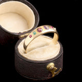 Victorian Burnish Set Gemstones Acrostic "REGARD" Ring