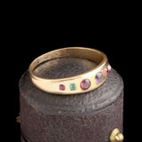 Victorian Burnish Set Gemstones Acrostic "REGARD" Ring