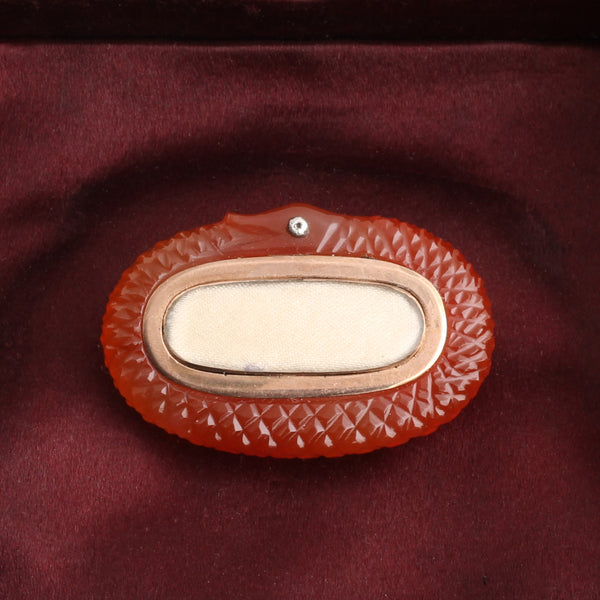 Victorian Carved Carnelian Ouroboros Brooch