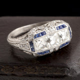 Art Deco French Cut Diamond Trilogy Ring