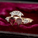 Georgian Garnet & Diamond Twin Hearts Ring