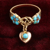 Victorian Forget Me Not & Heart Love Knot Ring