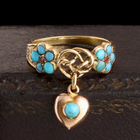 Victorian Forget Me Not & Heart Love Knot Ring